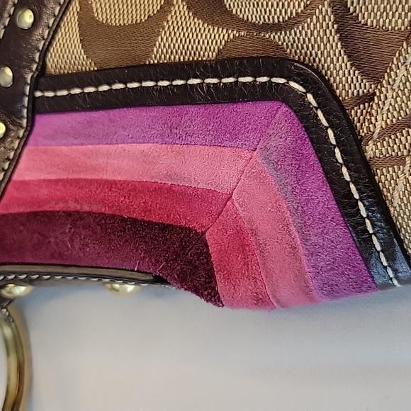COPY - Tan/brown Coach Purse with Pink/purple Accents - Picture 5 of 5